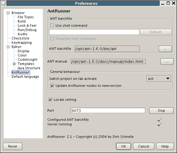 AntRunner IDE  properties